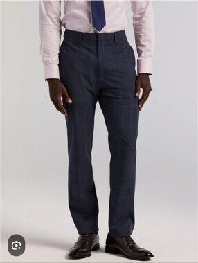 Perry Ellis Lightweight Casual Comfirt Stretch Pants, Blue Check. 34/32
